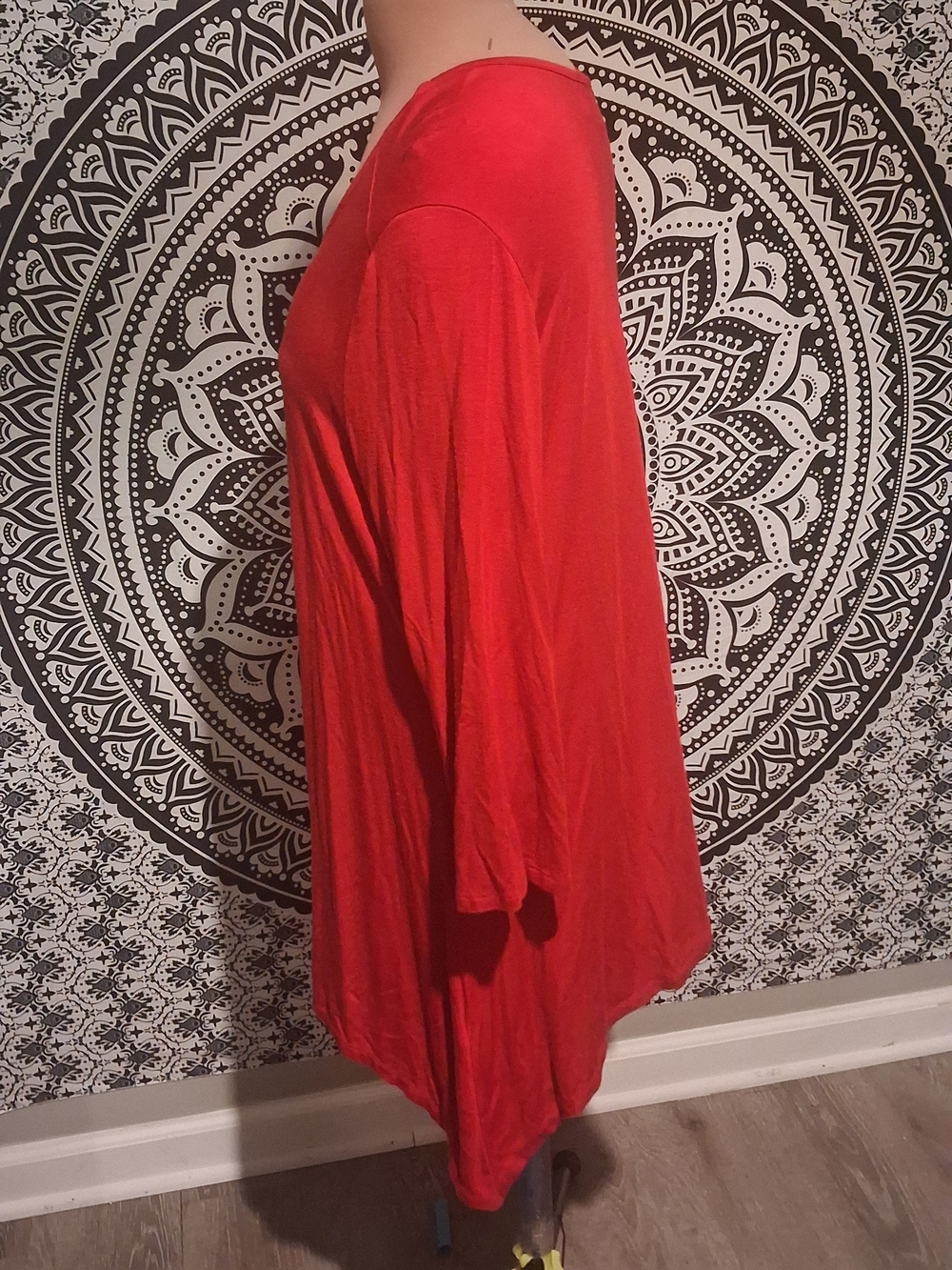 Rafaella Red Scoop Neck Tunic with Ring Accent - Picture 4 of 6